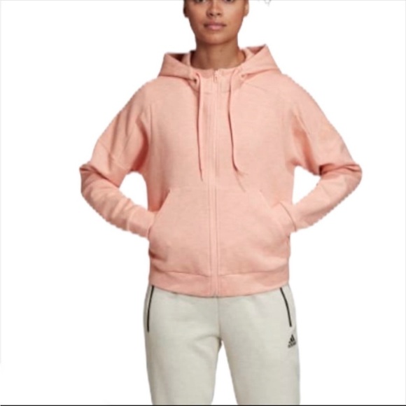 Adidas ID Melang Hooded Full Zip Track Jacket Pink Size Small - Picture 2 of 12